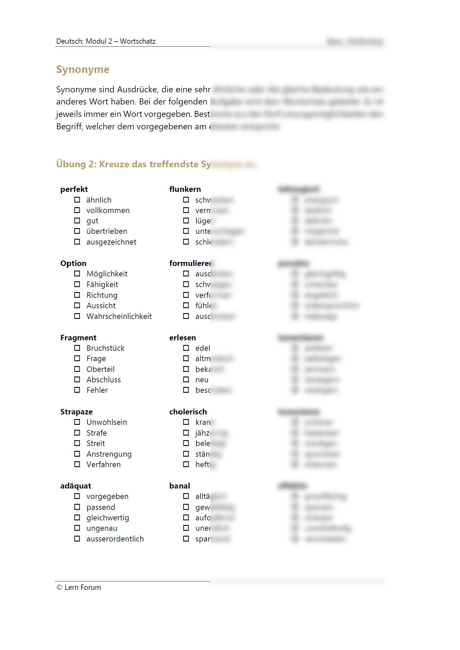 German excerpt preparation multicheck 